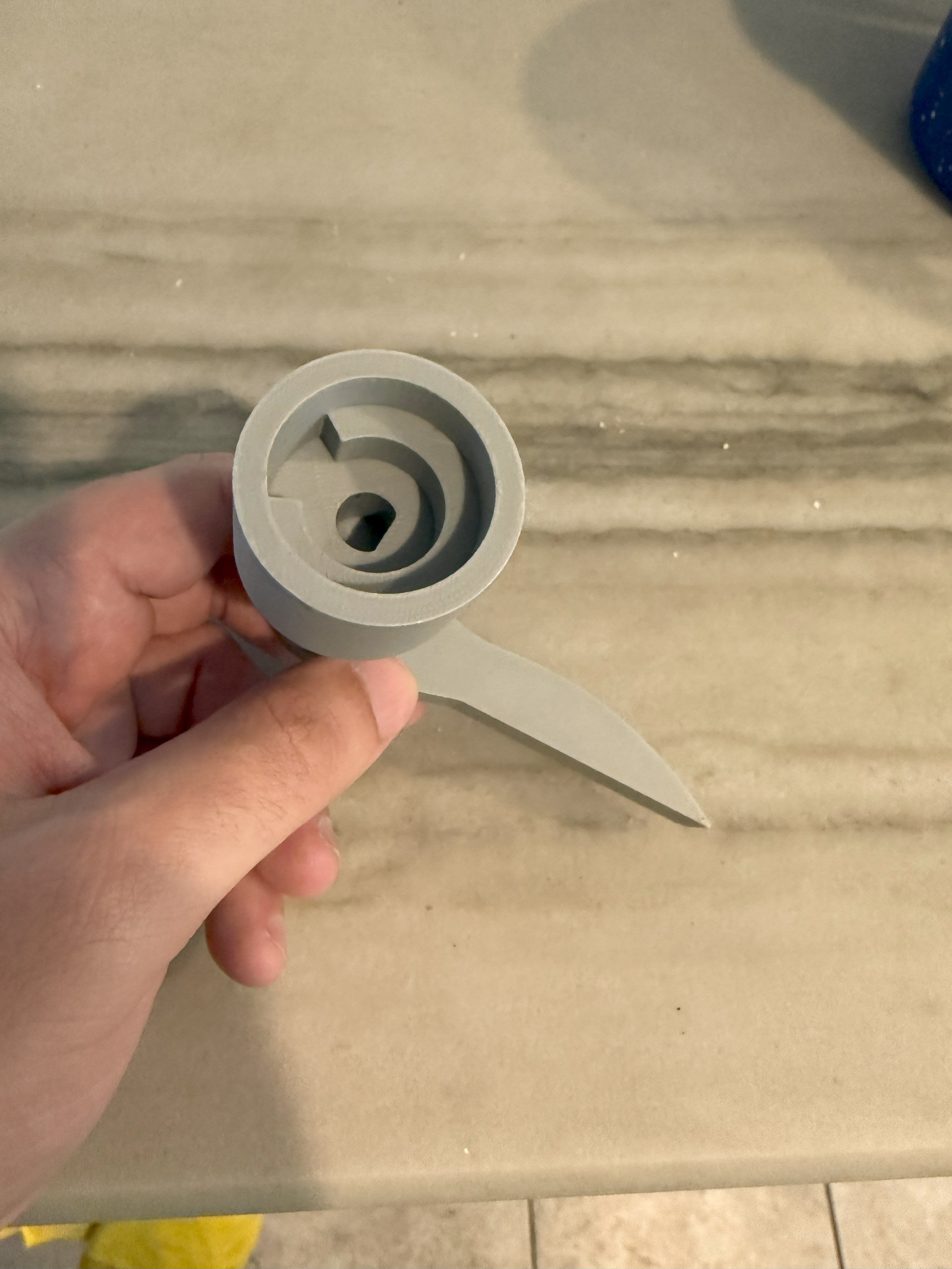 Underside of the 3D Printed Faucet Handle