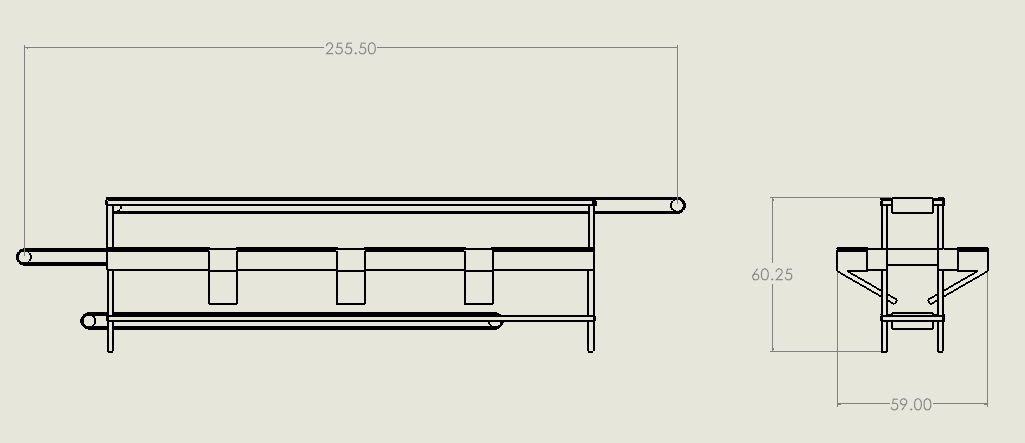 SolidWorks CAD Model of the Conveyor System - Orthographic Views